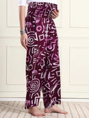 Wine Abstract Print Pure Cotton Maternity Trousers
