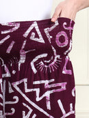 Wine Abstract Print Pure Cotton Maternity Trousers