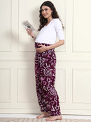 Wine Abstract Print Pure Cotton Maternity Trousers