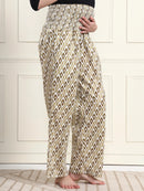 Frempy Off-White Ikat Print Pure Cotton Maternity Trousers