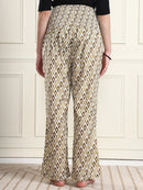 Frempy Off-White Ikat Print Pure Cotton Maternity Trousers