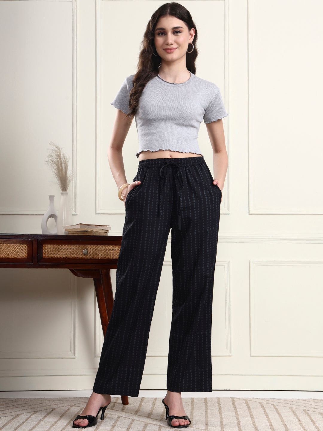 Frempy Midnight Dots Wide-Leg Trousers