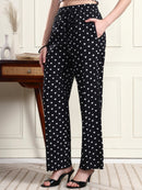Black Heart Print Wide-Leg Trousers