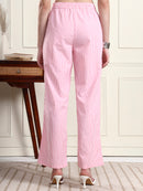 Pink Striped Wide-Leg Pants for Women
