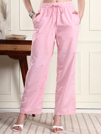 Pink Striped Wide-Leg Pants for Women