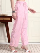 Pink Striped Wide-Leg Pants for Women