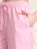 Pink Striped Wide-Leg Pants for Women
