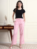 Pink Striped Wide-Leg Pants for Women
