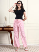Pink Striped Wide-Leg Pants for Women