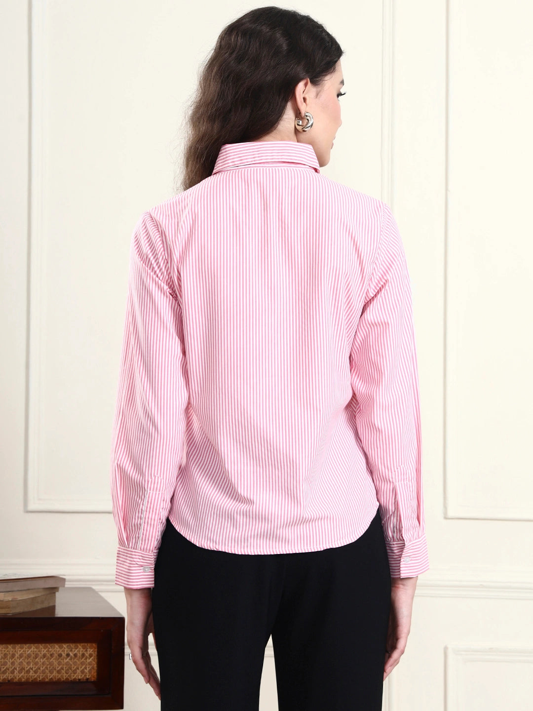 Blush Pinstripe Button-Down Shirt
