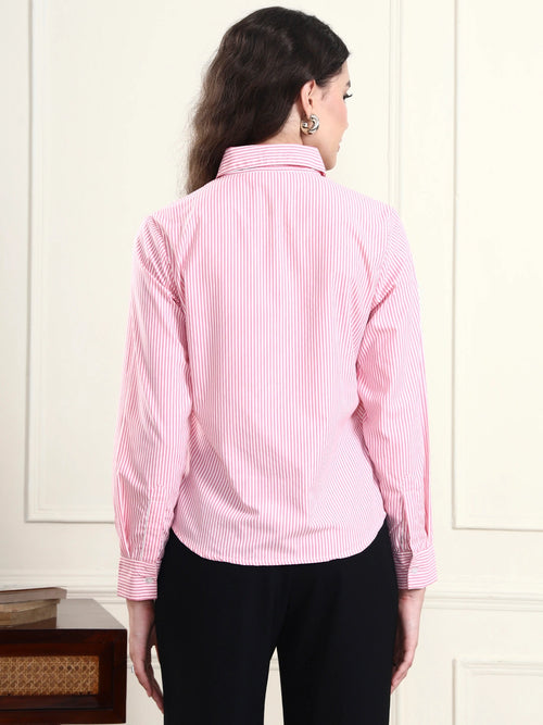 Blush Pinstripe Button-Down Shirt