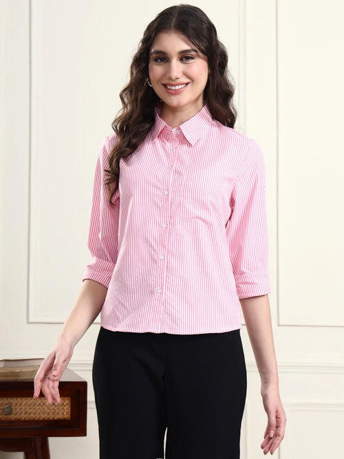 Blush Pinstripe Button-Down Shirt