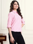 Blush Pinstripe Button-Down Shirt