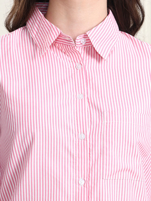 Blush Pinstripe Button-Down Shirt