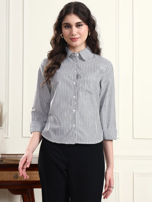 Charcoal Grey Pinstripe Shirt