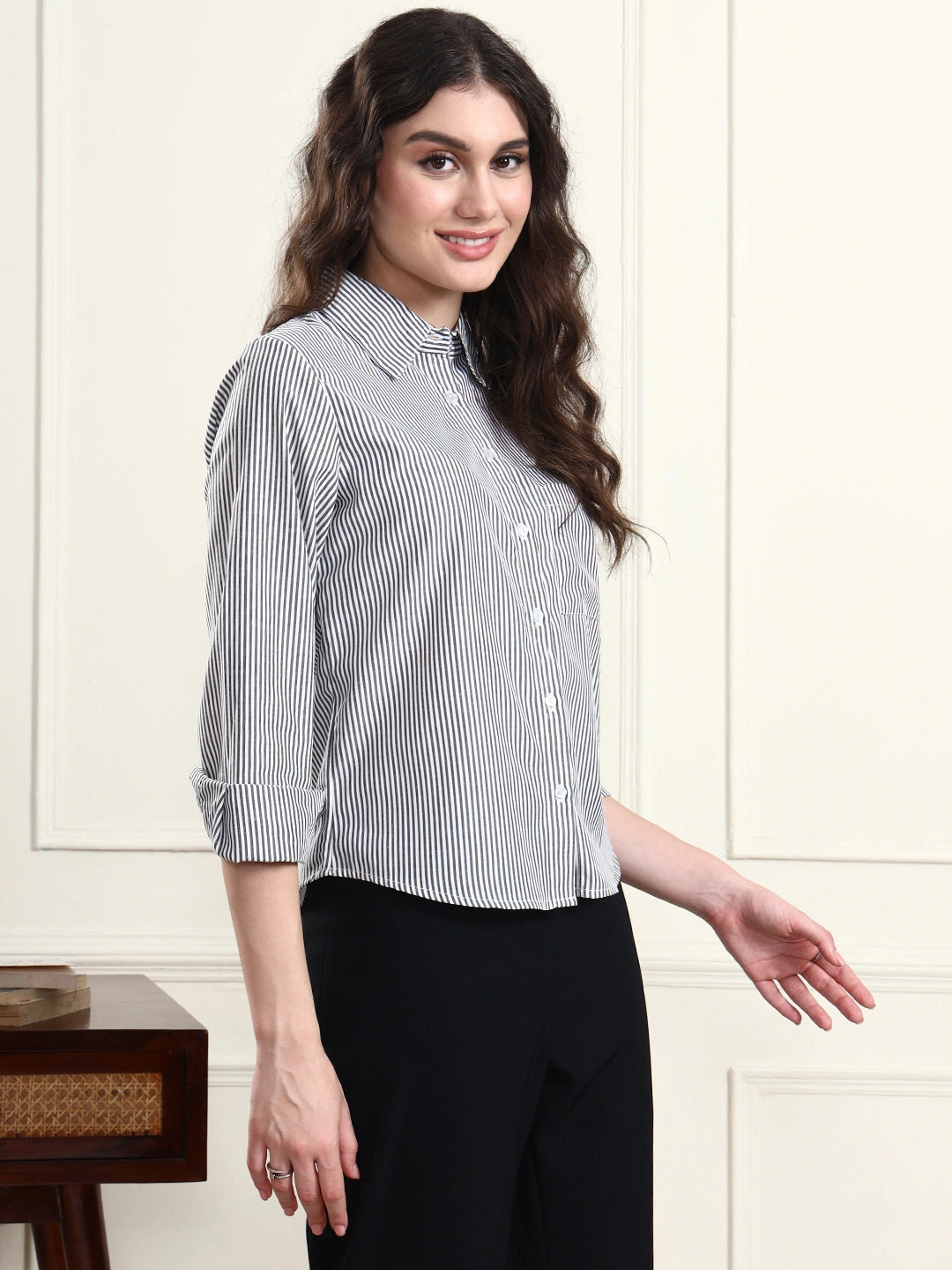 Charcoal Grey Pinstripe Shirt