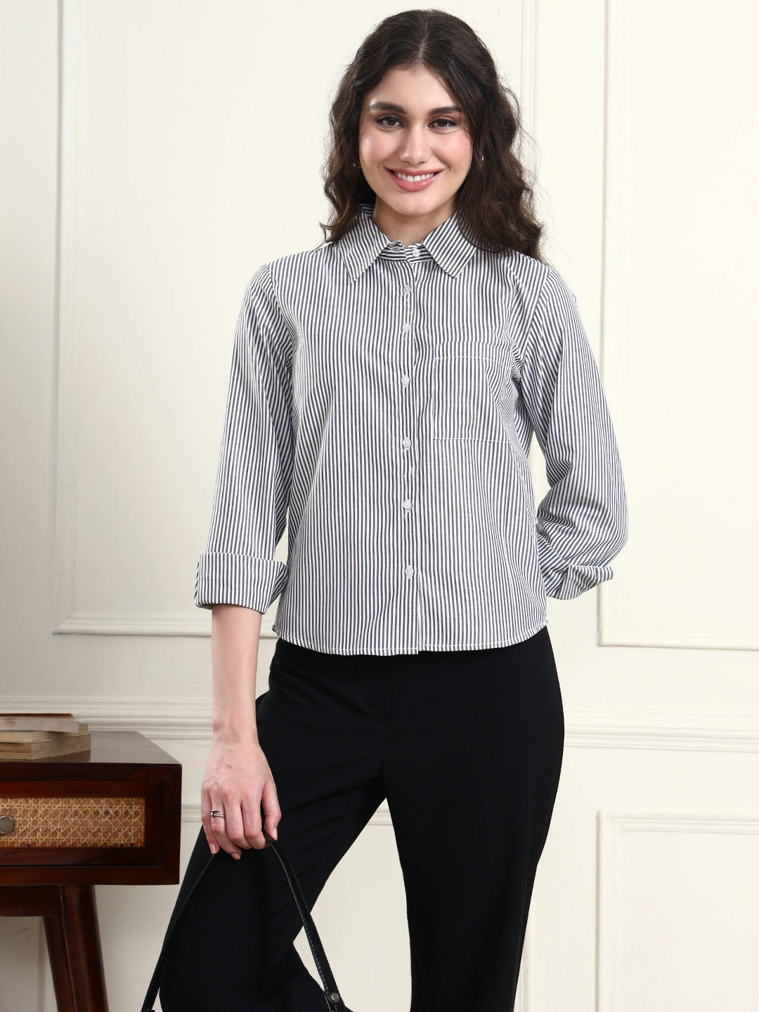 Charcoal Grey Pinstripe Shirt