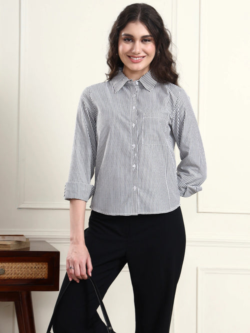 Charcoal Grey Pinstripe Shirt