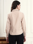 Classic Fit Camel Striped Collar Shirt