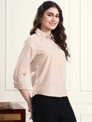 Classic Fit Camel Striped Collar Shirt