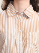 Classic Fit Camel Striped Collar Shirt
