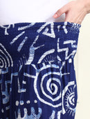 Navy Blue Abstract Print Pure Cotton Maternity Trousers